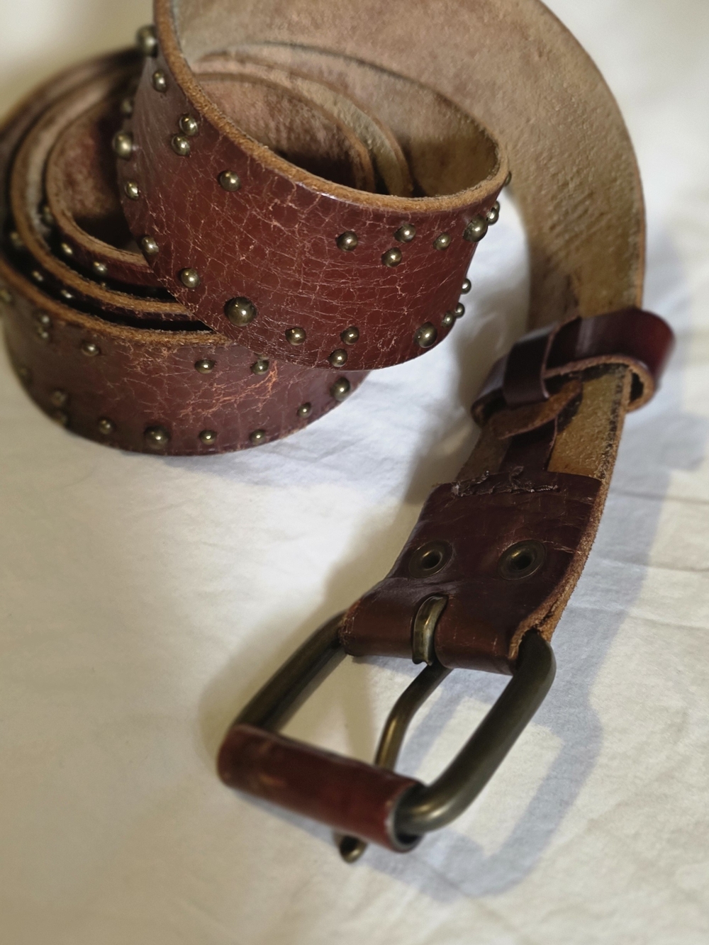American Eagle Outfitters Brown Studded Leather Belt